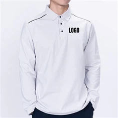 Fabriksanpassad logotyp elastisk andningsbar långärmad polo skjorta män avslappnad bekväm långärmad polo skjorta